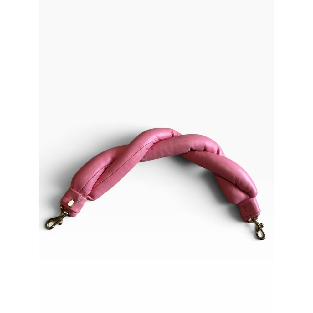 Clare V. Pink Twisted Leather Short Handle Strap Brass Swivel Clasps Bag Strap